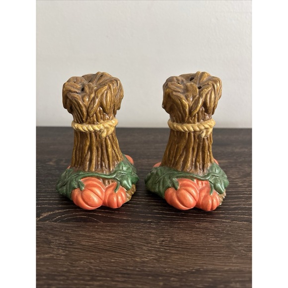 Other - Vintage Stoneware FALL PUMPKINS HALLOWEEN Salt Pepper Shakers Set Cottage Core